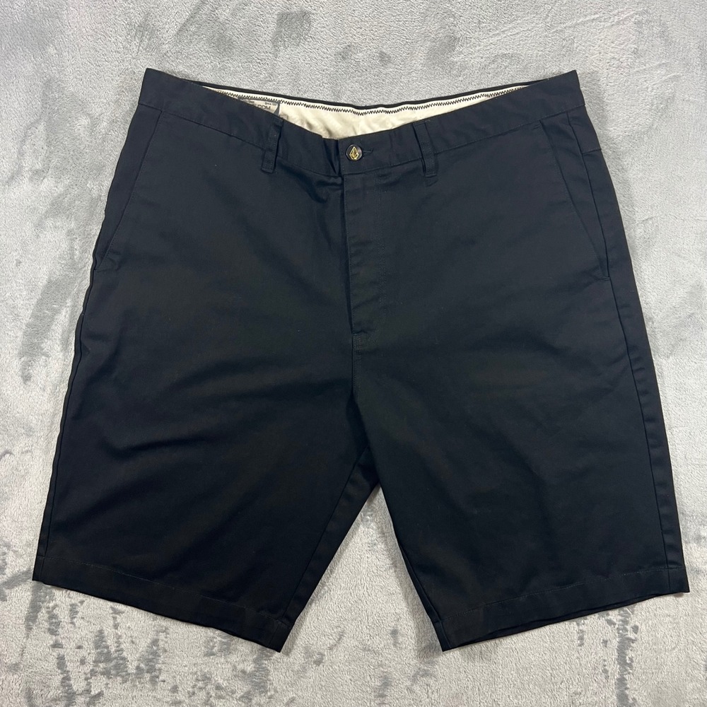 VOLCOM Chino Shorts Mens 38 Black Frickin Modern Casual Neutral Fit A09313S0